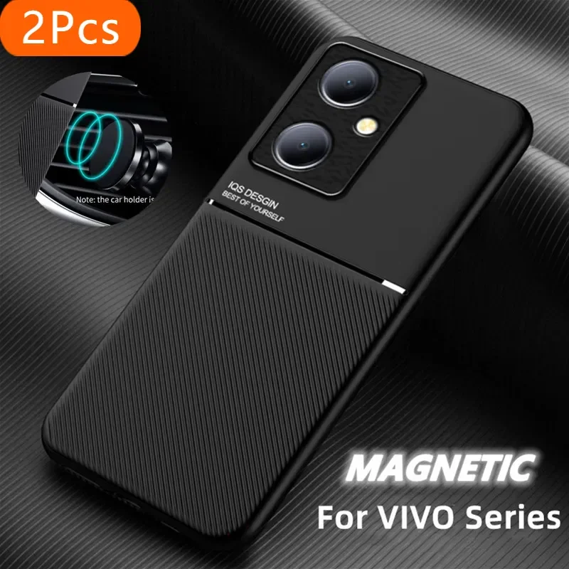 

2Pcs For VIVO V29 5G Case Protective Cover For VIVO V29 Lite V29e V27 V25e V25 Built-in Car Magnetic Holder Phone Coque Fundas