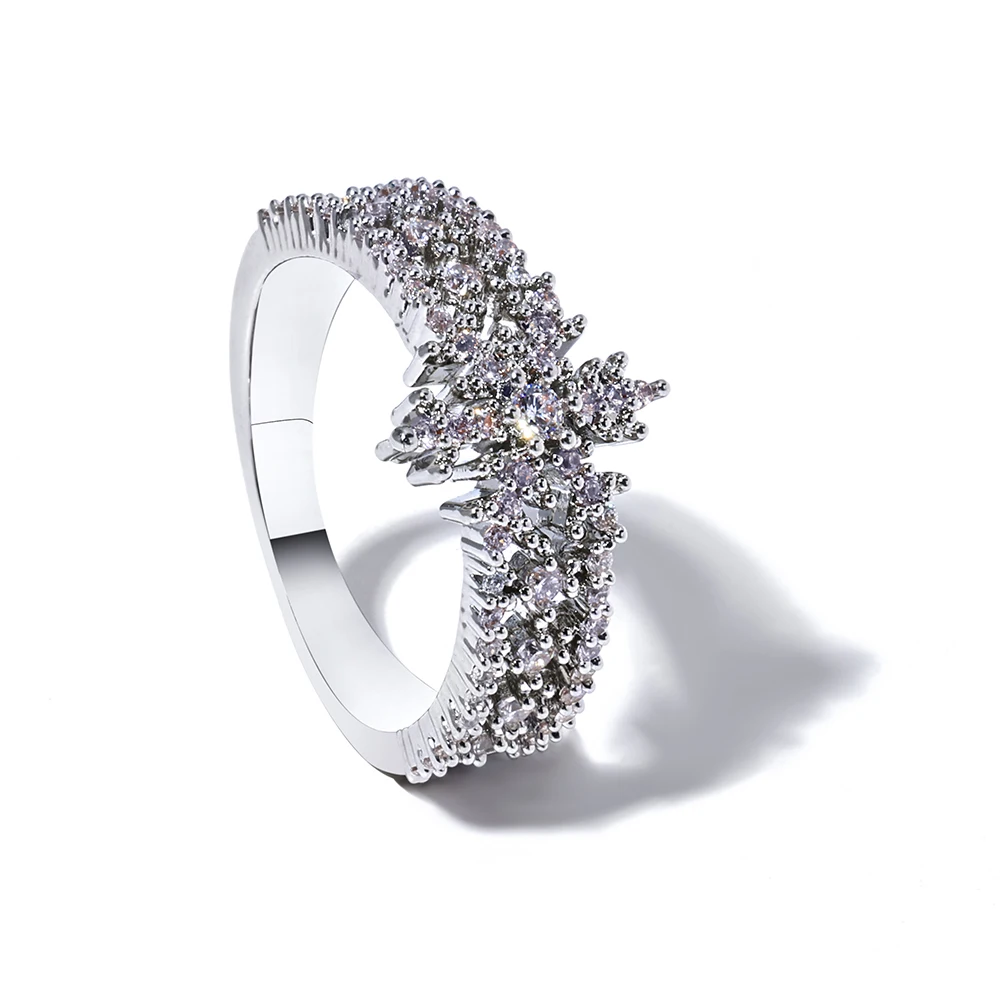 

NY New Design Hollow Snowflake Christmas Ring Female Fashion CZ Diamond Rings Christmas Jewelry