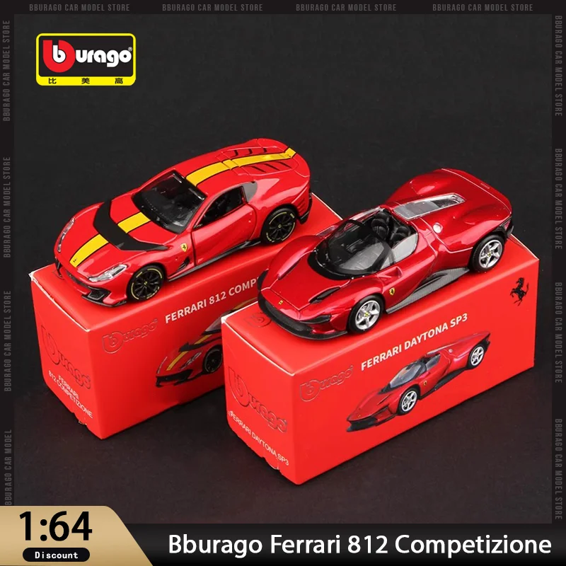 New In Stock Bburago 1:64 Ferrari 812 Competizione Ferrari Datyona Sp3 Alloy Miniature Diecast Model Car Custom Toys Kids Gift