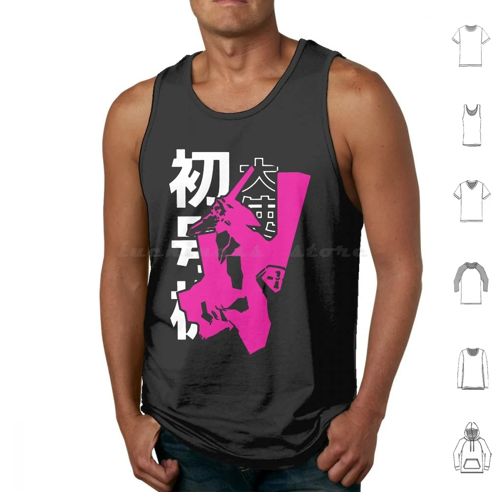 Retro Vintage Tank Tops Vest Sleeveless Anime Eva Shinji Manga Nge Shinji Ikari Ikari Genesis Neon Unit 01 Asuka Mech Mecha