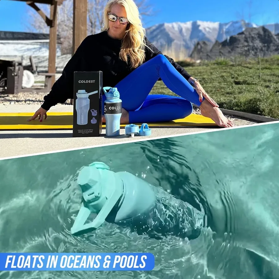 أروع زجاجة مياه رياضية 3 في 1 أغطية تشوغ سترو مقبض معزول بهلوان من الفولاذ المقاوم للصدأ مع مقبض قارورة مياه مفرغة كوب فال