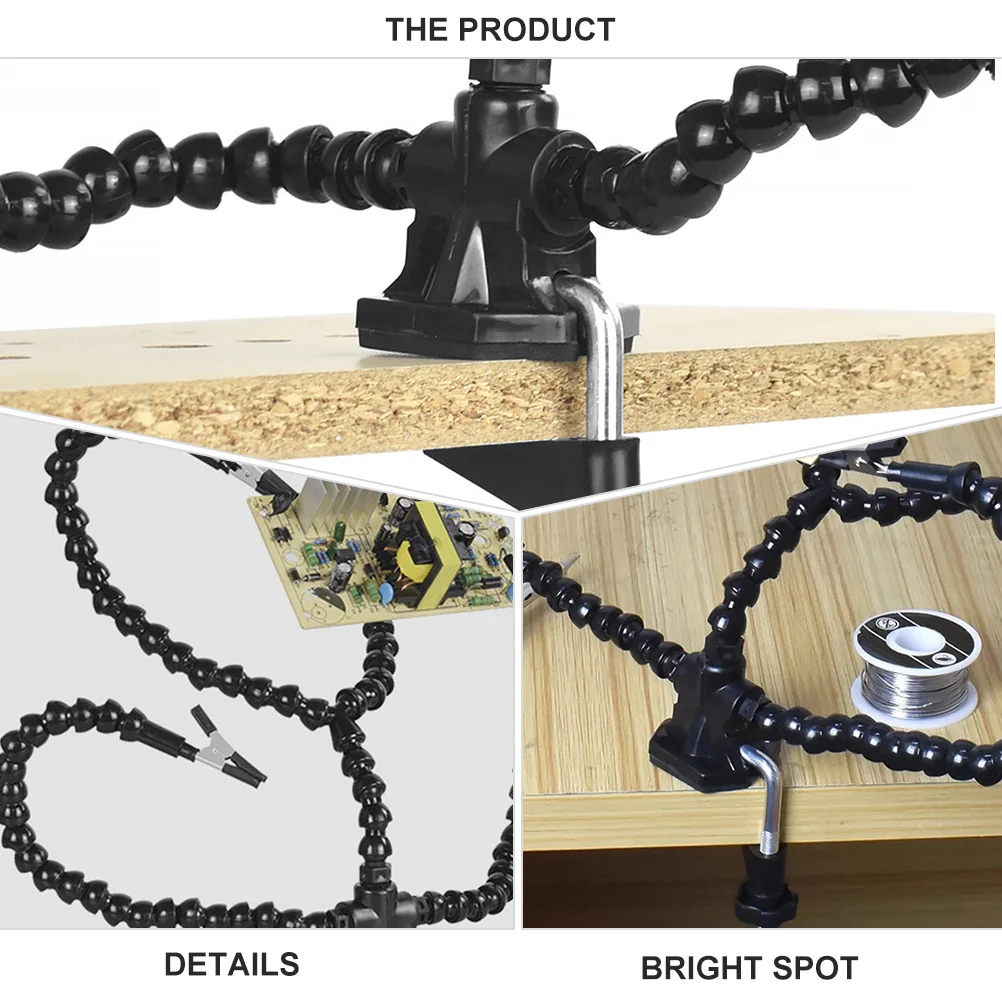 1Set Alat Bantu Soldering dengan 4 Lengan Fleksibel, Plastik Tahan Lama, Alat Bantu Pengelasan untuk Mendukung Penyolderan Elektronik
