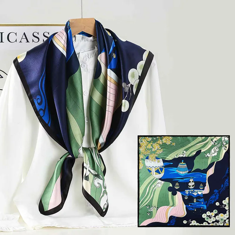 

Художественный японский шарф для женщин с мультяшным принтом, стильный, большой платок, Ханчжоу