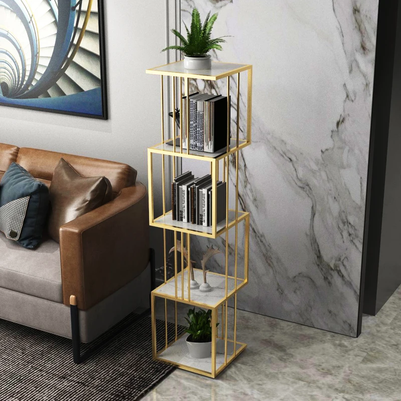 

Light luxury wrought iron shelves Floor-to-ceiling living room partition shelves Nordic storage racks Flower racks Bedroom simpl
