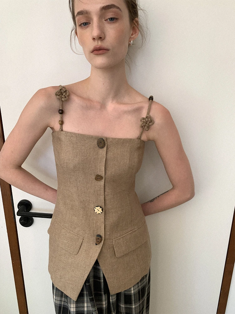 

Модный ретро-топ из льна с цветочным принтом, без бретелек, укороченный, для молодых женщин, повседневный, простой, стандартной длины