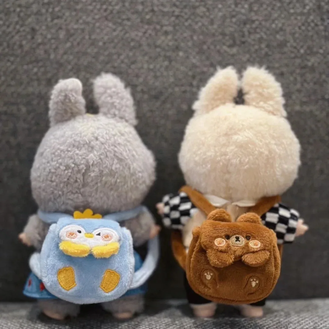 Für 17cm Labubu Kawaii Bär/Pinguin/Schweinchen Rucksack Plüsch-Kostüm Puppentasche Dekoration Puppenzubehör