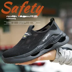 Lightweight safety shoes with large mesh, breathable, odor resistant, impact resistant, puncture resistant, and soft work shoes