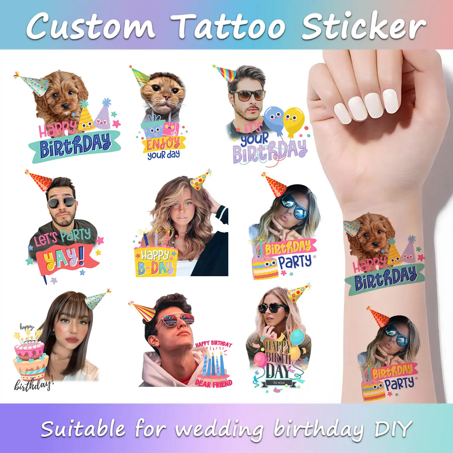 

Customized Personalized Waterproof Temporary Tattoo Sticker DIY Fake Tatoo, Make Your Own Custom design Tattoo For Logo/wedding