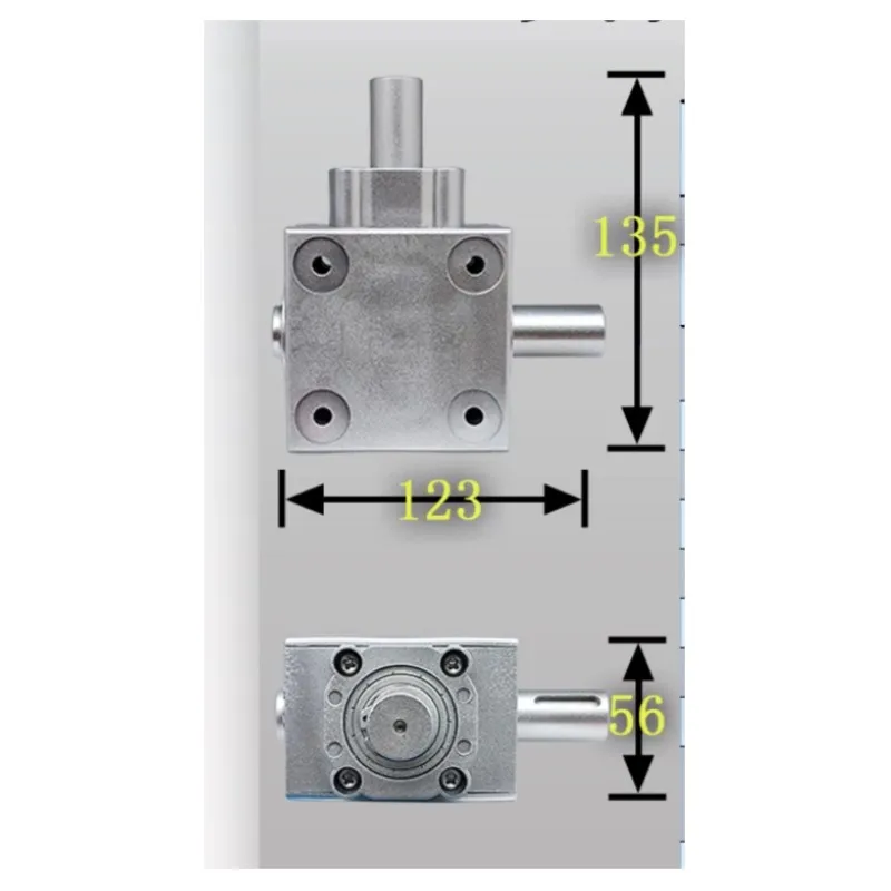T-Type 3 Output Shaft 2.5 Module 16 Teeth 90 Degree Reversing Commutator Small Right Angle Steering Gearbox Bevel Gear Reducer