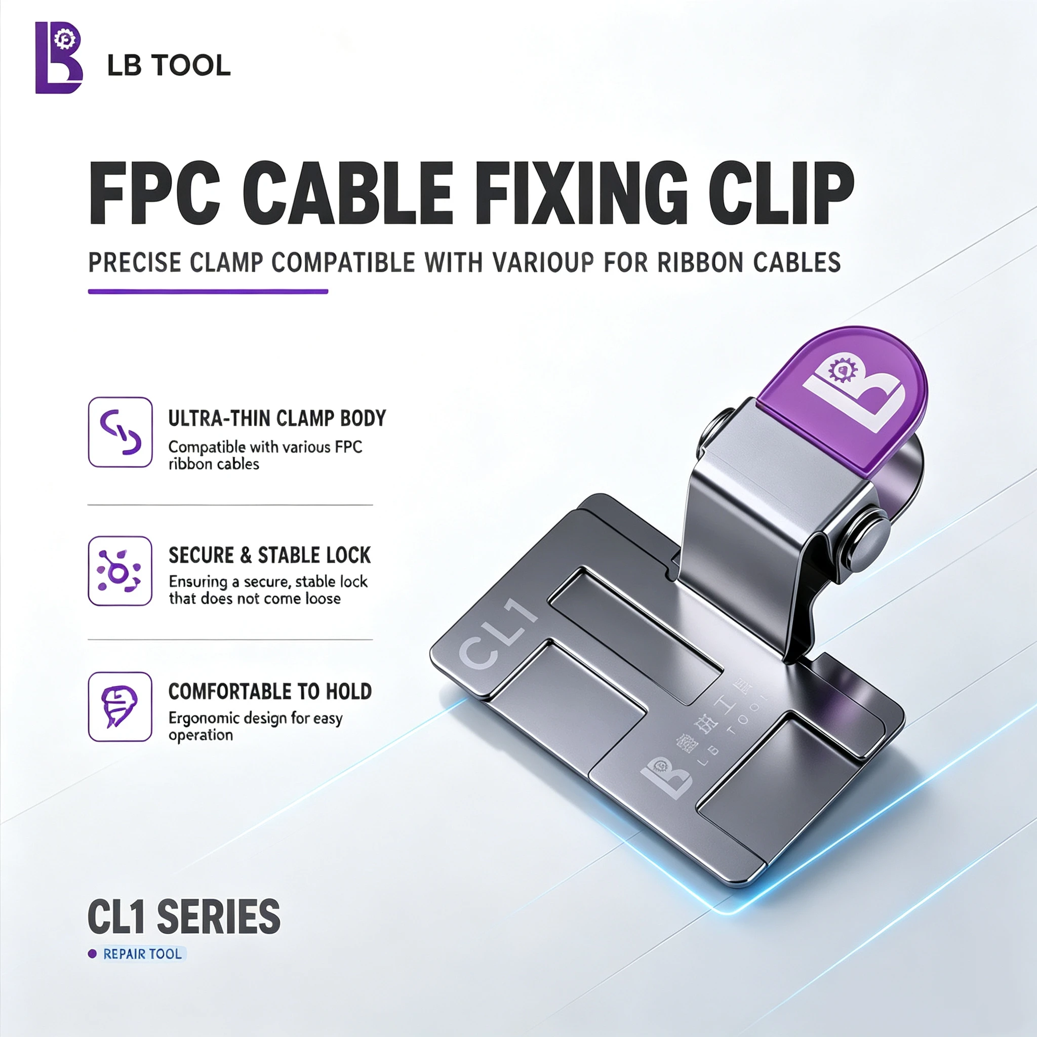 LB TOOL CL1 FPC Cable Fixing Clip Ultra Thin Ribbon Cable Clamp Bilateral Slot Stable Lock Phone PCB Repair Fixed Fixture Tool