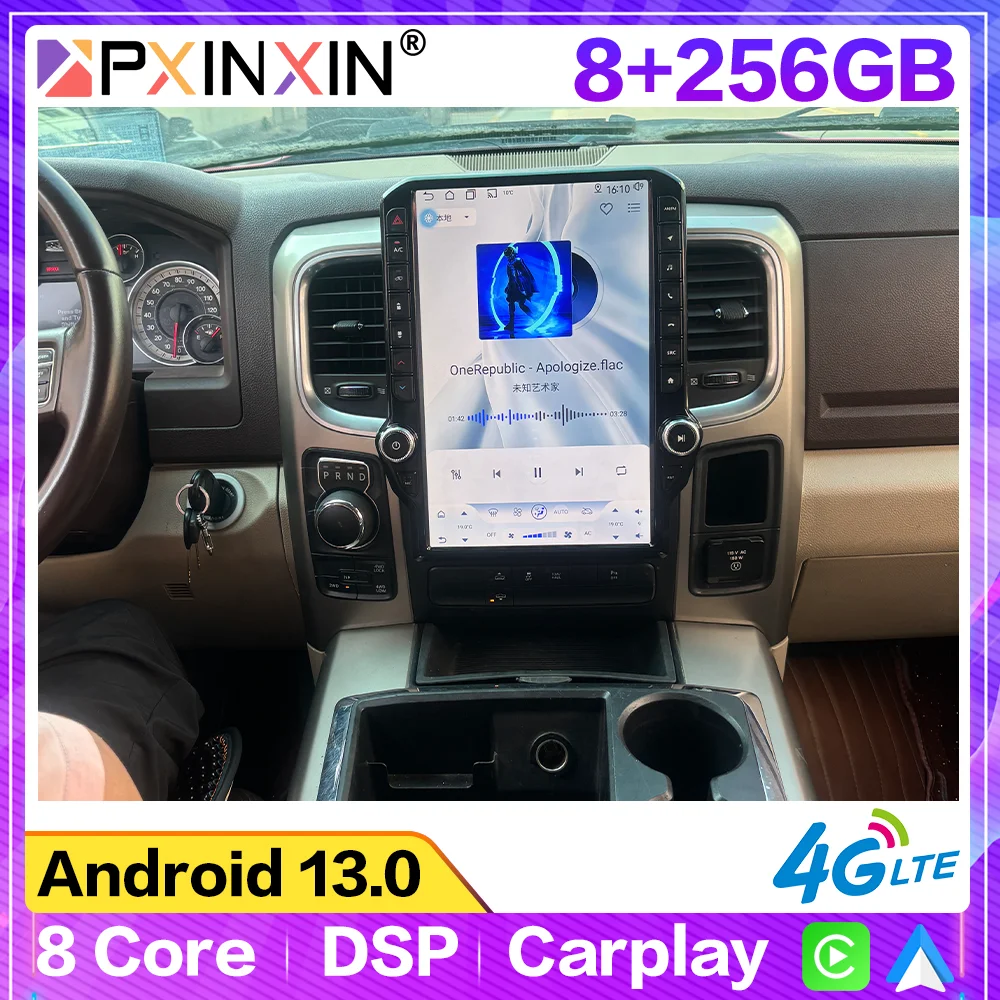 

14.5" Android 14 Auto Car Radio GPS Navigation For Dodge Ram 2013-2018 CarPlay HiCar Stereo Multimedia Player Head Unit WiFi DSP