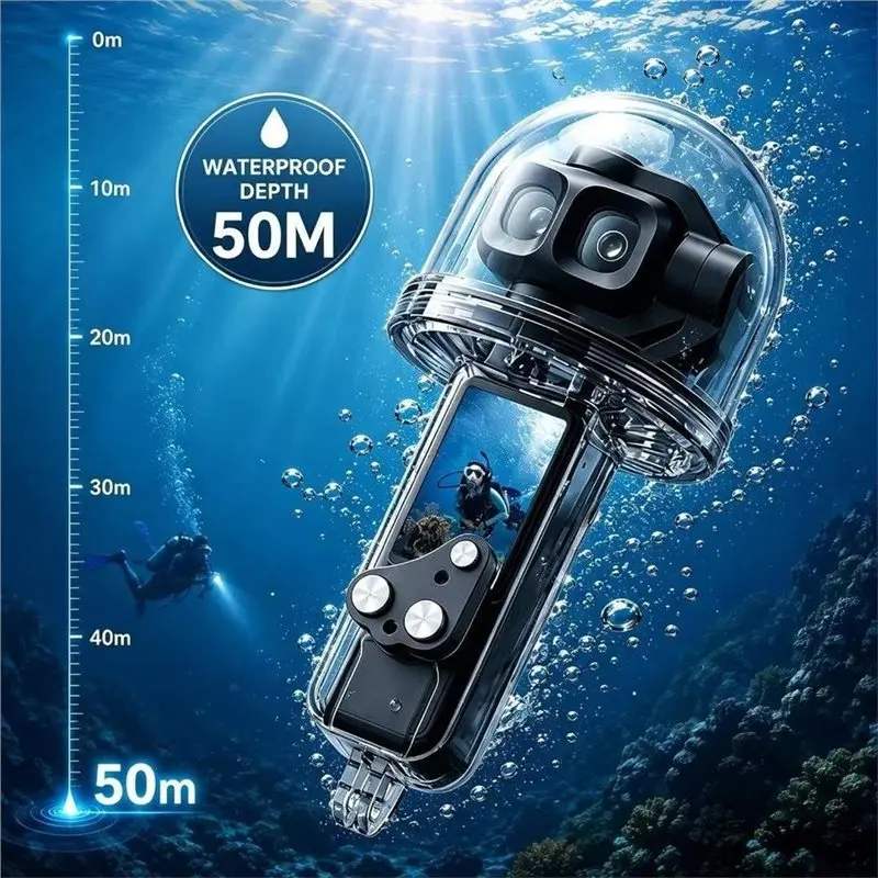 T24C For DJI Osmo Pocket 4 Pro 50M Waterproof Case Depth Fully Sealed With Anti-Fog Film& Dual Ports For Enhanced Protection
