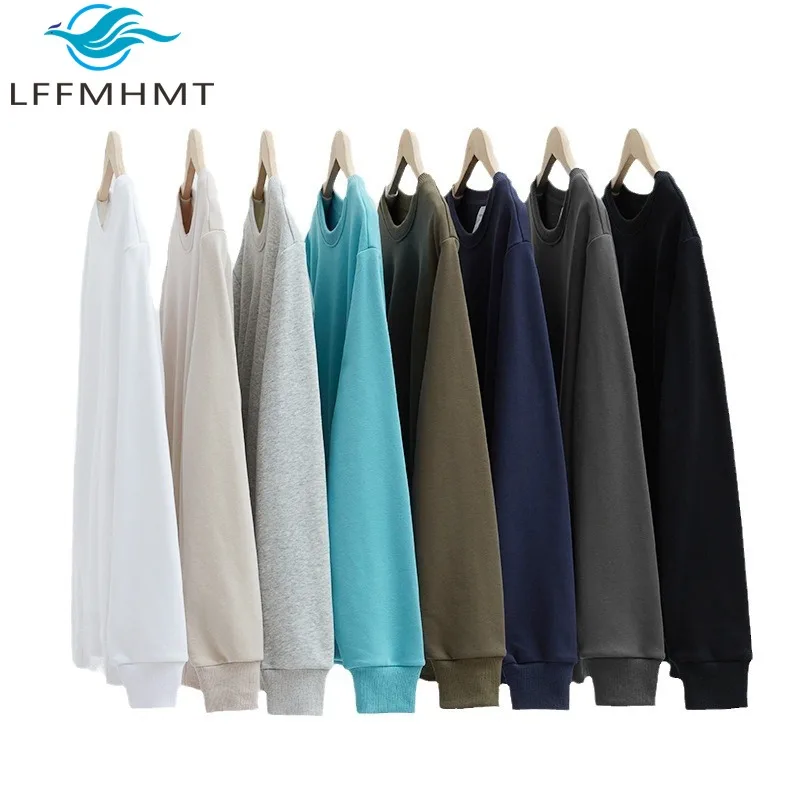 

Multi-color Good Quality Cotton Blend Sweatshirt for Men Spring Autumn Fashion Solid Color 330g/m² Heavyweight Simple Basic Tops