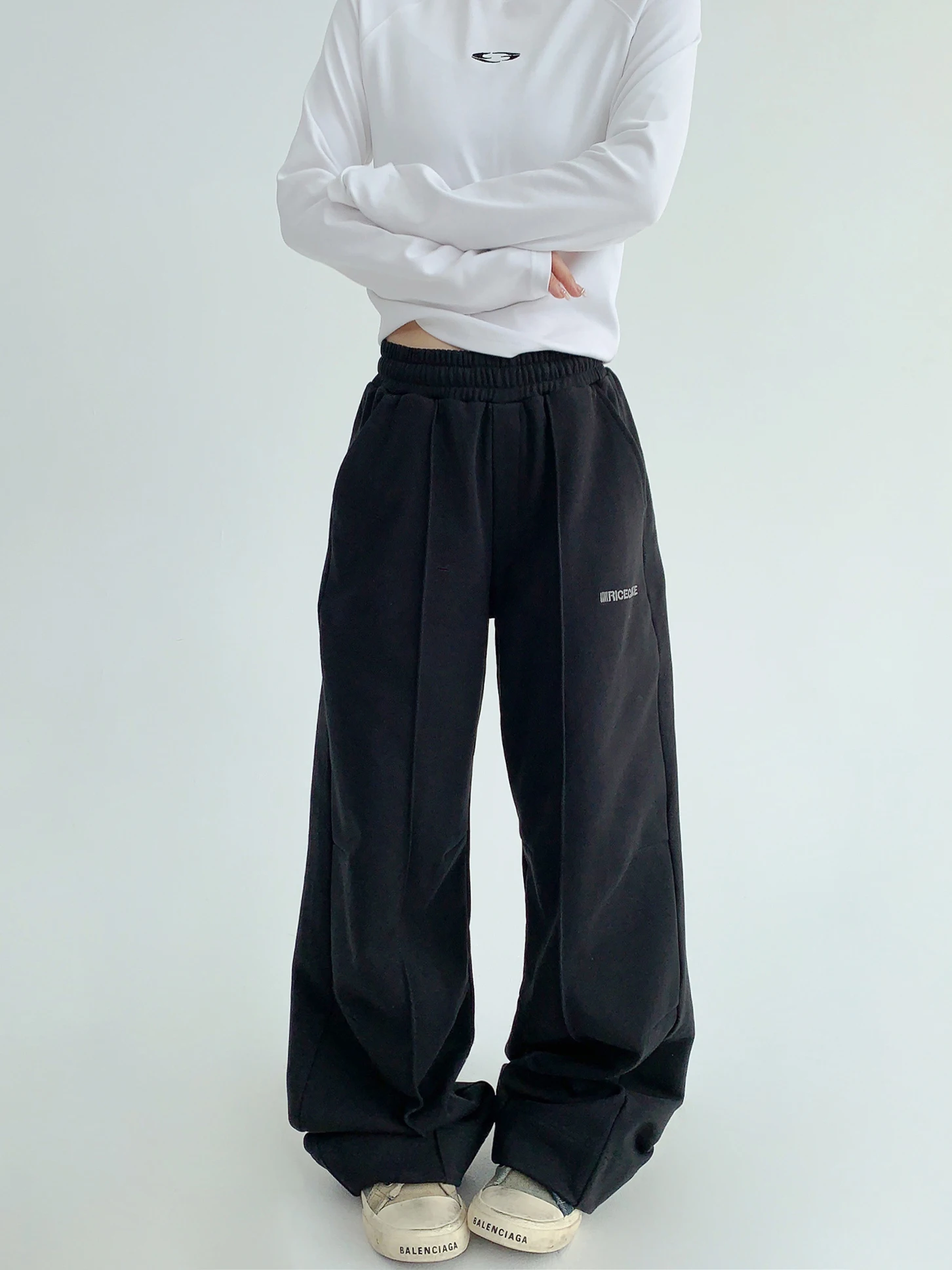 

Повседневные свободные широкие брюки прямого кроя, женские свободные утягивающие повседневные спортивные брюки, универсальные длинные брюки, модные