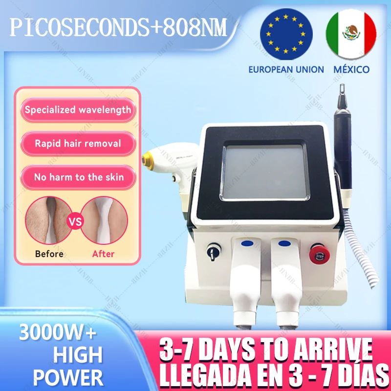 Hot Selling Portable 2 in 1 Diode Nd Yag Q Switch Laser Tattoo Removal 808 Hair Removal Machine