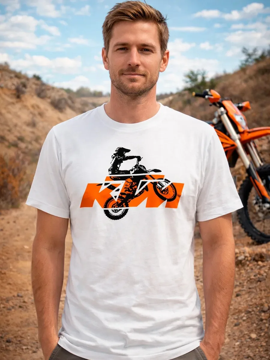 Camiseta Vintage con Estampado de Motociclista KTM, 100% Algodón, Ropa Casual Urbana para Hombre, Camiseta de Manga Corta para Motociclistas y Entusiastas del Todoterreno