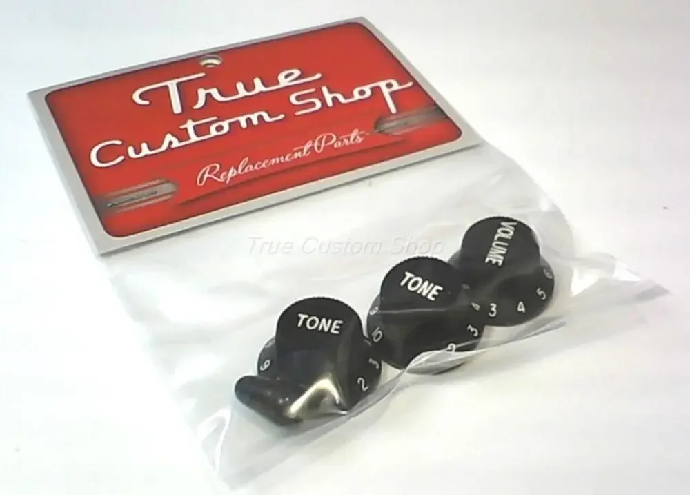 Black Knob and Switch Tip Set for F-der Strat 1 Volume 2 Color-