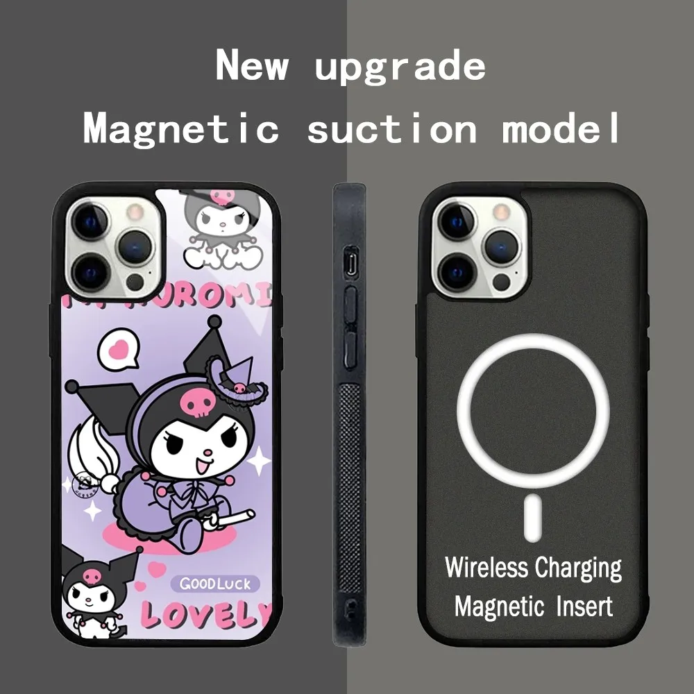 

Cute Cartoon Kuromi My Melody Anime Sanrio Case IPhone 15 14 13 Pro Max 11 12 Mini Alex Mirror Magsafe Wireless Charging Cover