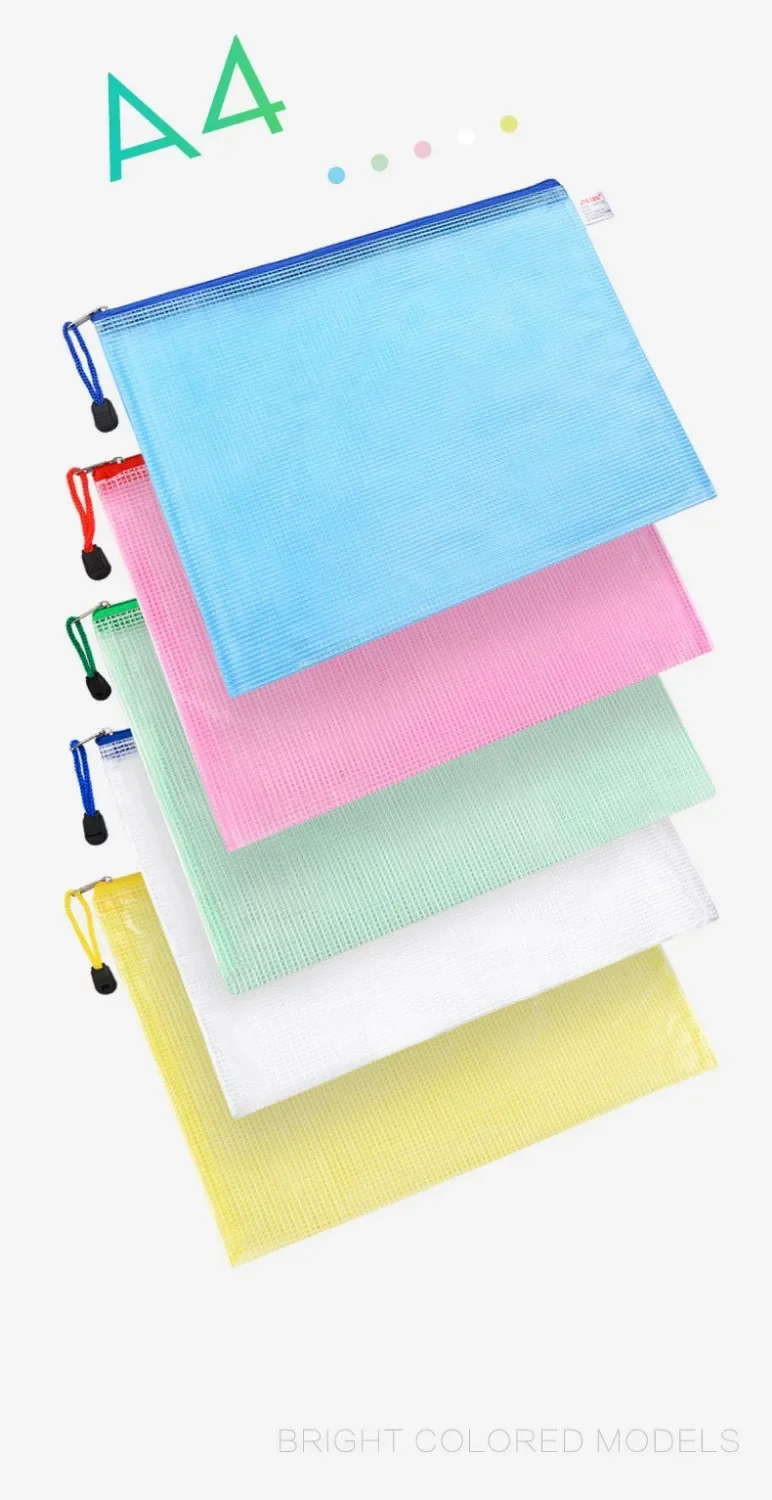 Transparante Plastic A4 Raster Bestandsmap Business Document Organizer Rits Tas Kantoor School Potlood Opbergzakken Briefpapier