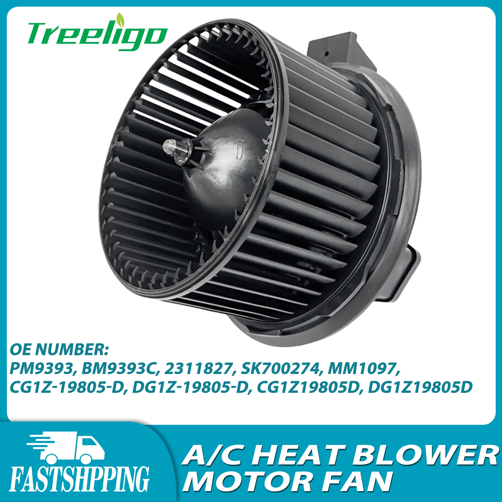 Treeligo 1PCS Air Conditioning A/C Heat Blower Motor Fan OE Number:  PM9393, BM9393C, 2311827, SK700274, MM1097, CG1Z-19805-D