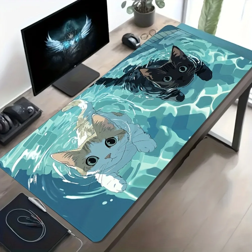 

Милый коврик для стола с котиками, большой, нескользящий, для офиса и игр
