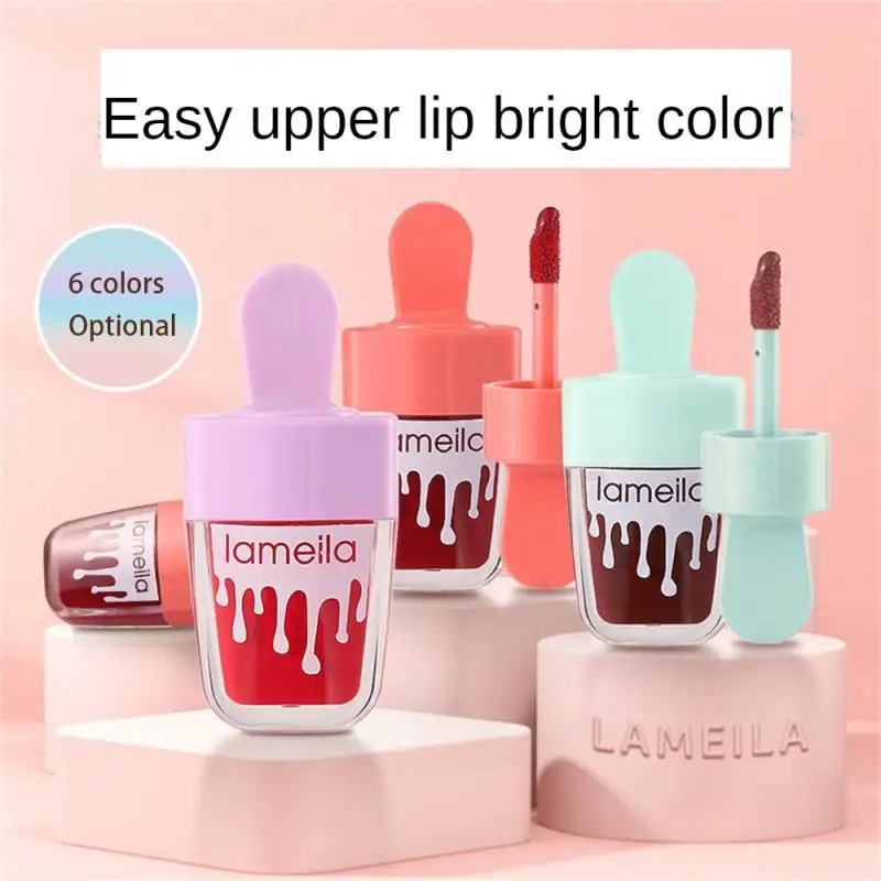 

LAMEILA 1~6pcs Liquid Lipstick Lip Glaze Long Lasting Creative Ice Cream Lip Gloss Women Makeup Natural Long Lasting Lipstick