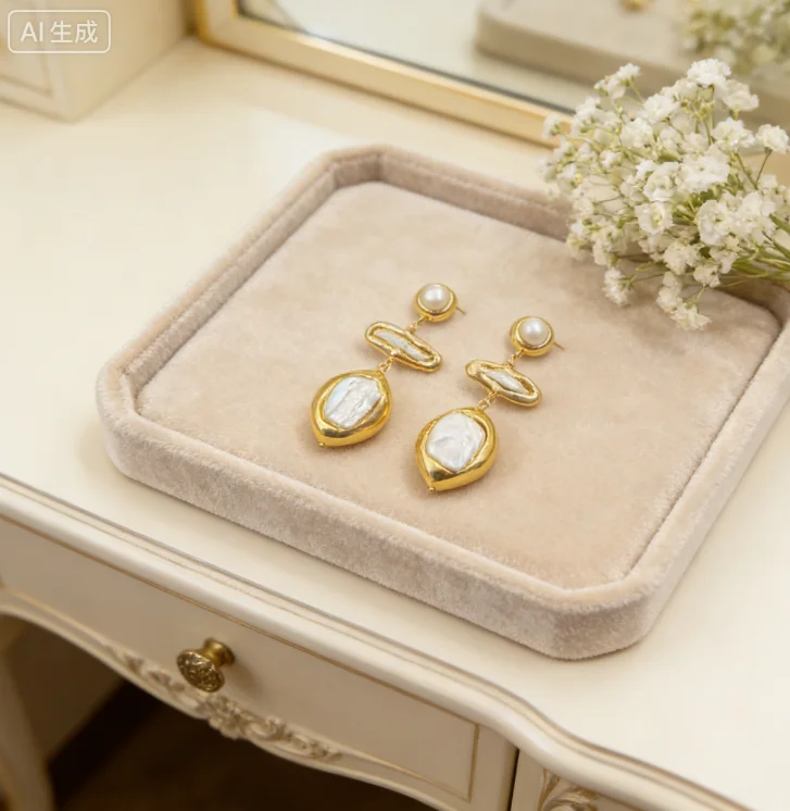 

WT-MPE125 Удивительные элегантные длинные серьги из натурального пресноводного жемчуга для женщин, ювелирные изделия из 18-каратного золота для банкетов и вечеринок