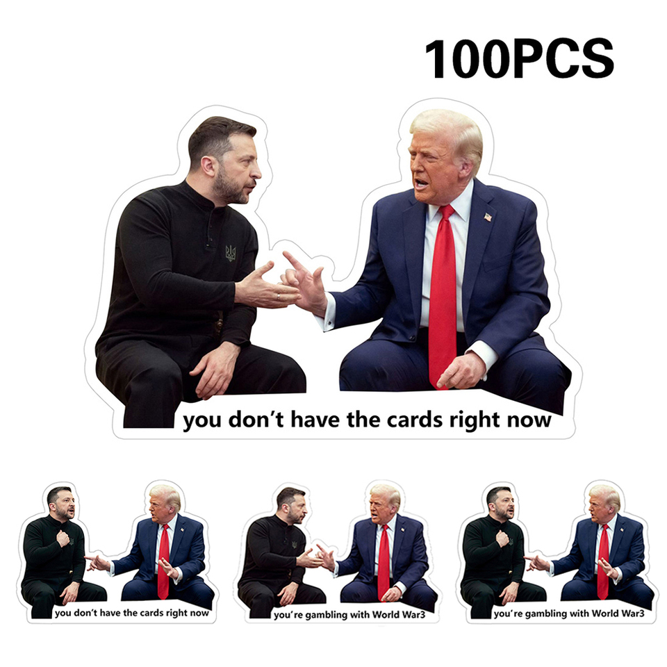 50/100pcs Funny Zelensky Trump White House Talks Stickers Decal Decoration 3 Inch Trump Waterproof Sticker 2025 New