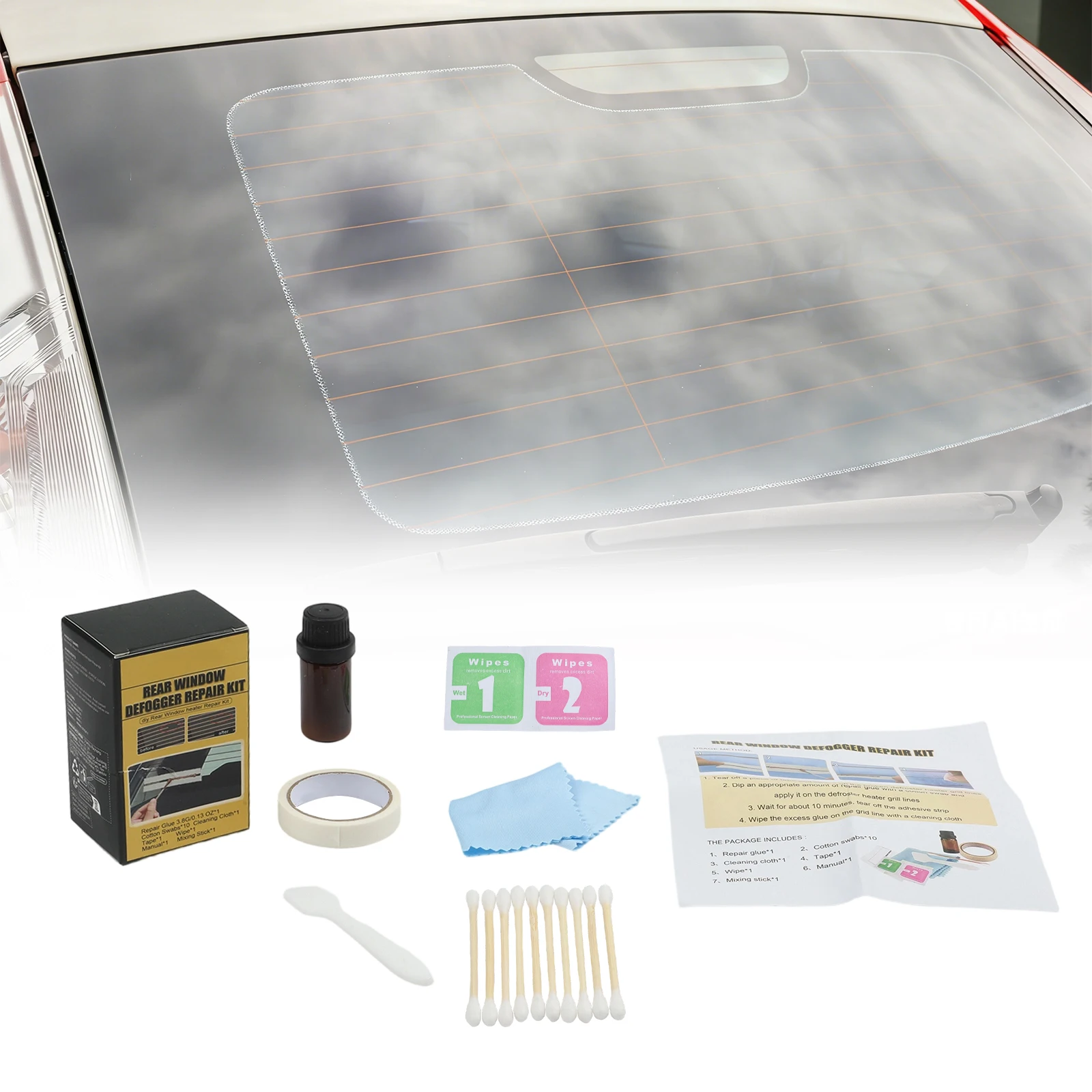 Automotive Rear Windshield Defogger Trace Repair Kit to Restore Functionality of Broken or Scratched Heating Elements