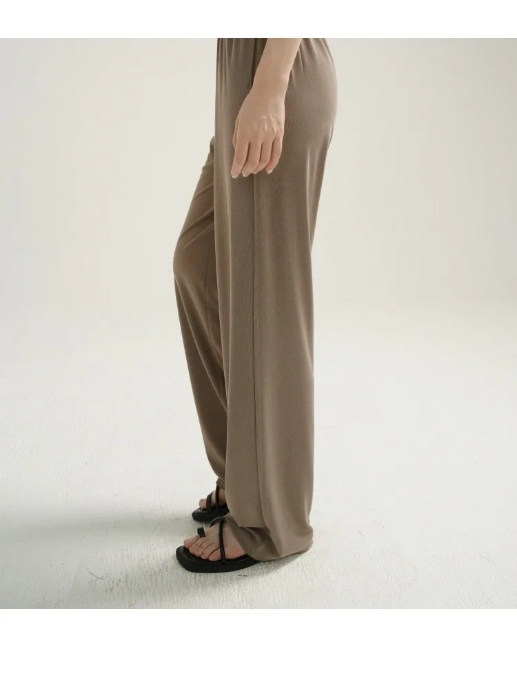 Casual Wide-Leg Drawstring Straight Pants High Waist Draped Long Trousers Women Summer Comfy Relaxed Slimming Streetwear Look