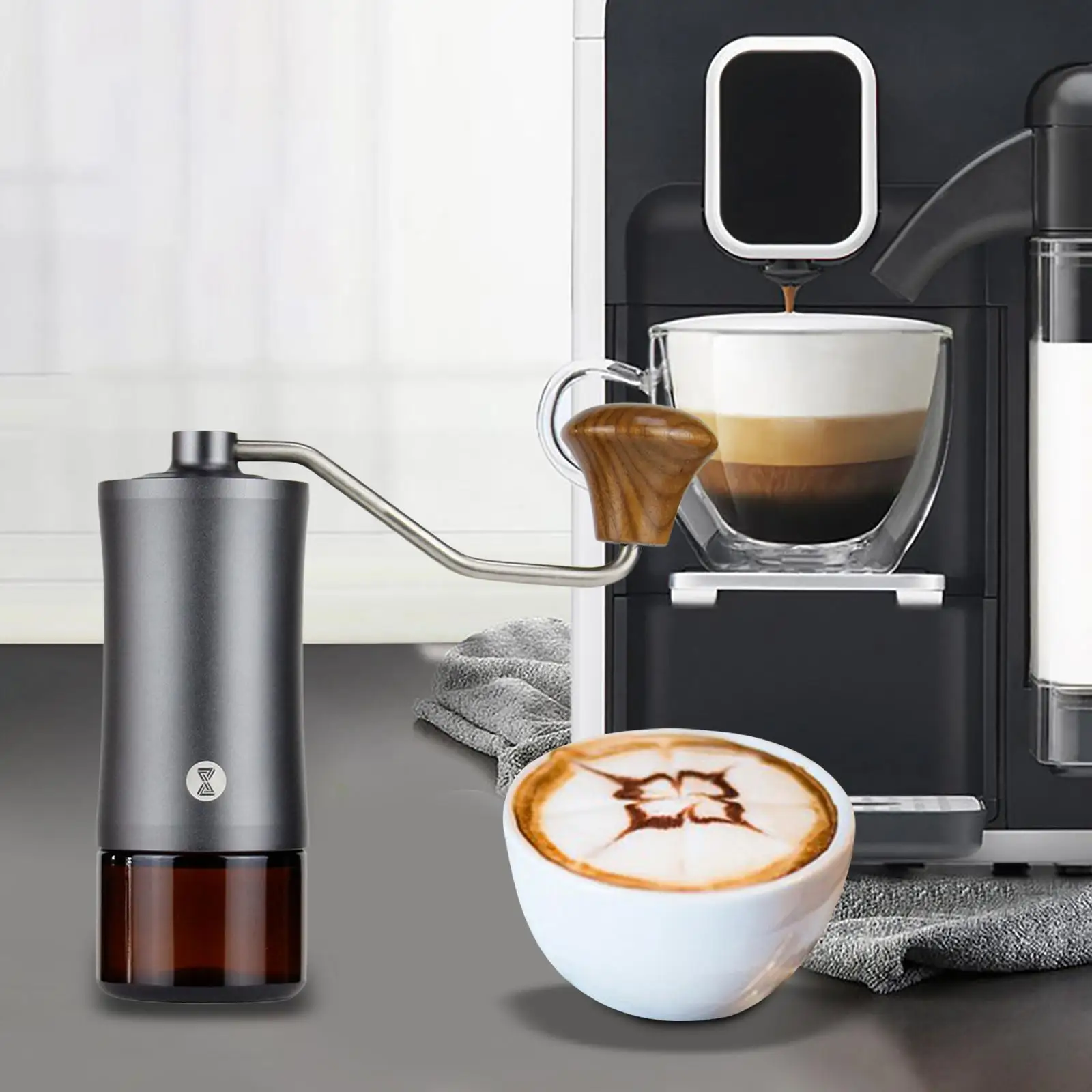 Molinillo de café manual, molino de rebaba cónico, aspereza ajustable, granos de café