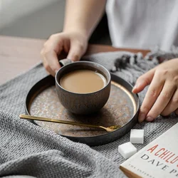 Japanese Vintage Rough Pottery Coffee Cup Retro Tumbler Ceramic Tea Mugs Rust Glaze Water Mug Home Office Drinkware Gift