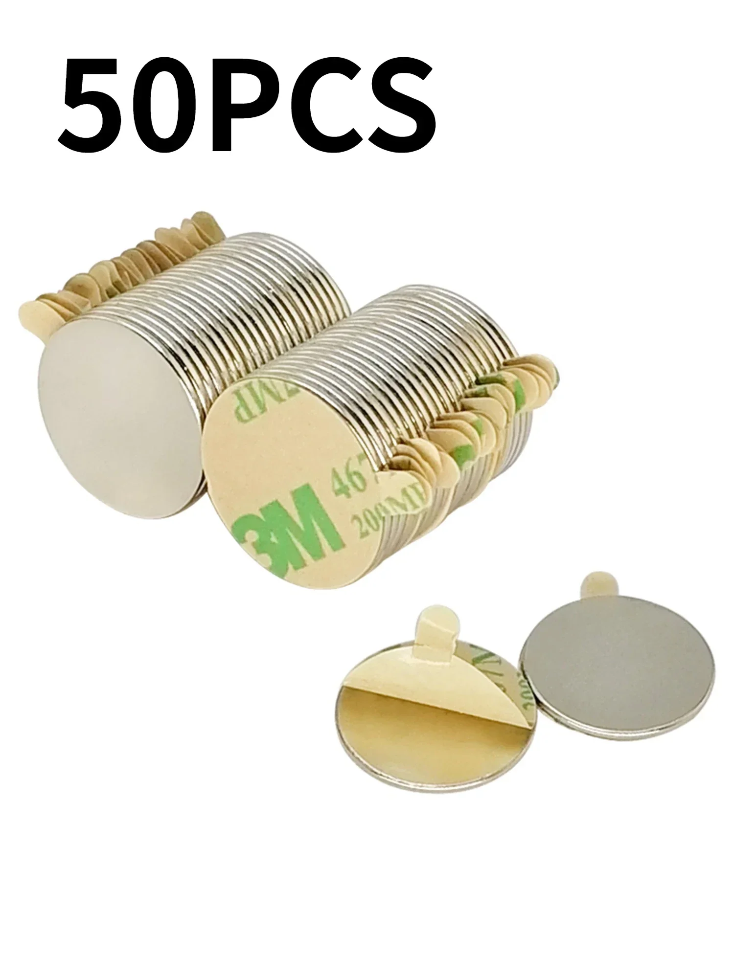 50PCS/LOT Disc N35 NdFeB Magnet 15*1 10*1  12*1mm Belt With Thin Self-Adhesive Strong Neodymium Refrigerator Magnetic