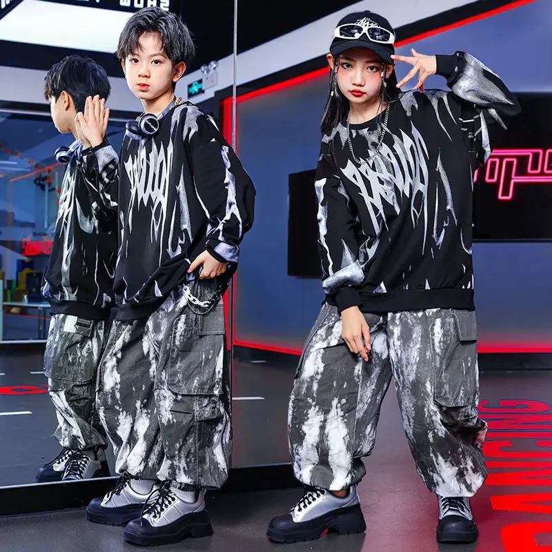 أطفال بنين بنات الشارع الشهير فضفاض عادية الرياضة البلوز البضائع بانت مجموعات الدعاوى بناطيل أطفال رياضية الهيب هوب الجاز الملابس #3