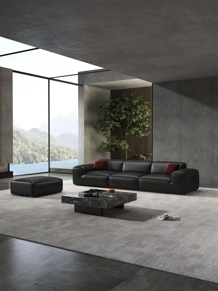 Modern Living Room Sofa With Comfort Cushions And Synthetic Leather Upholstery For Family Seating And Home Lounge Use Home Use