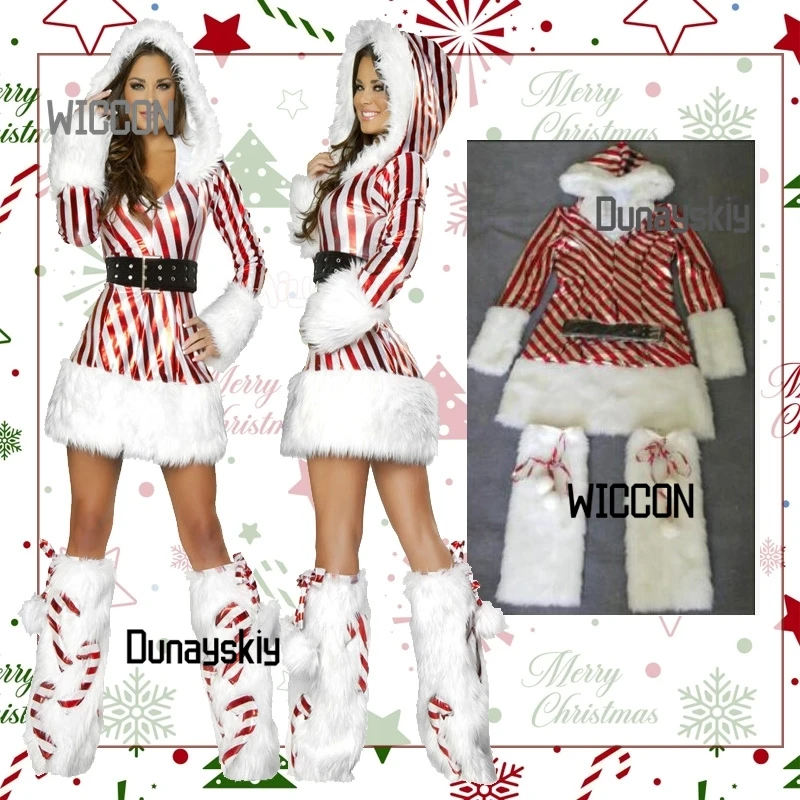 

Jirai Kei для женщин и девочек Y2K Рождественские костюмы для косплея Kawaii сексуальная плюшевая пушистая юбка леггинсы Хэллоуин Рождество косплей