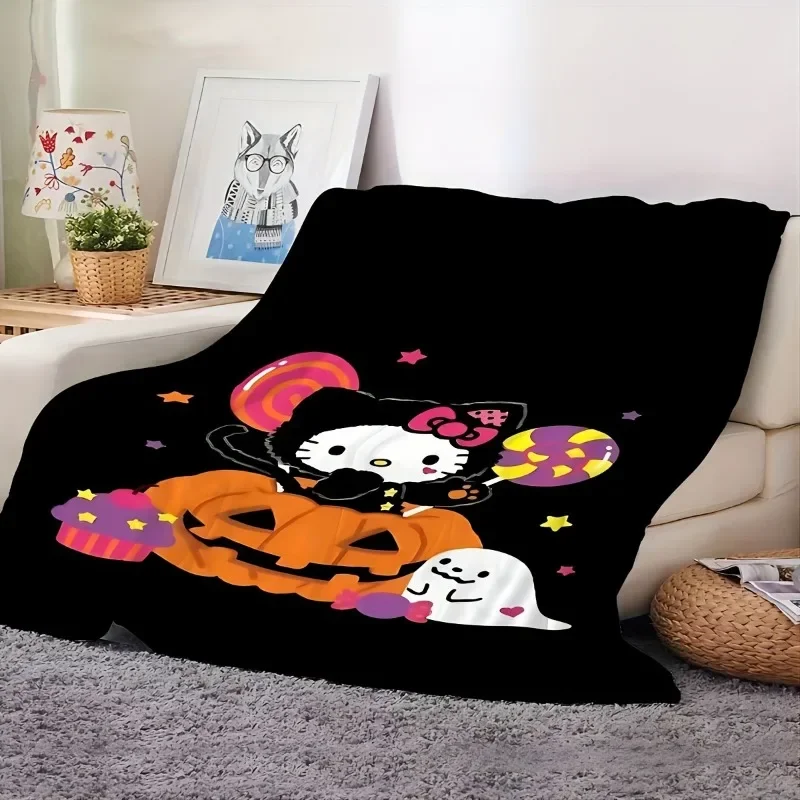 Saniris Halloween Anime Kawaii Print Hellokittys coperta di flanella singolo strato Cartoon condizionatore d\'aria copertura per la casa coperta