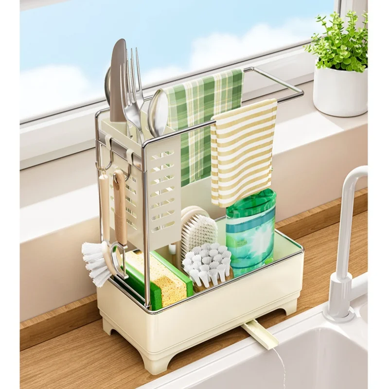Kitchen Stainless Steel Storage Rack Installed Sink Organizer with Drain Rack Used for Kitchen Dishcloth Storage Drain Rack