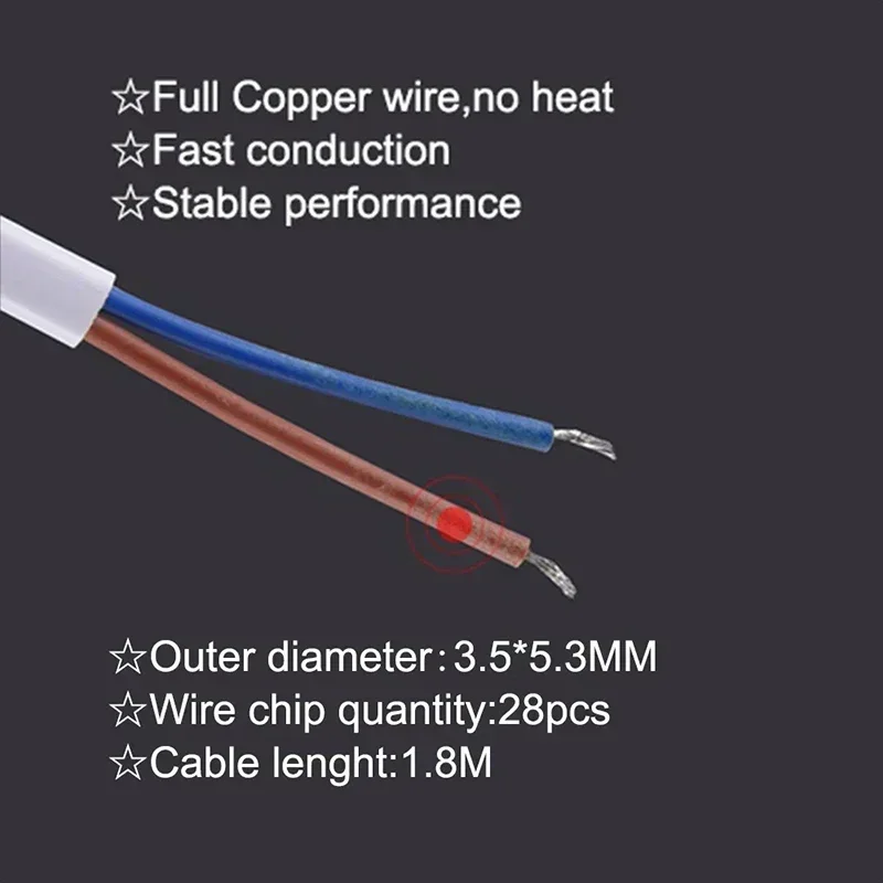 White/black US/EU 1.8m button switch power cord desk lamp switch cable AC 110V/220V extension power cord switch image 2
