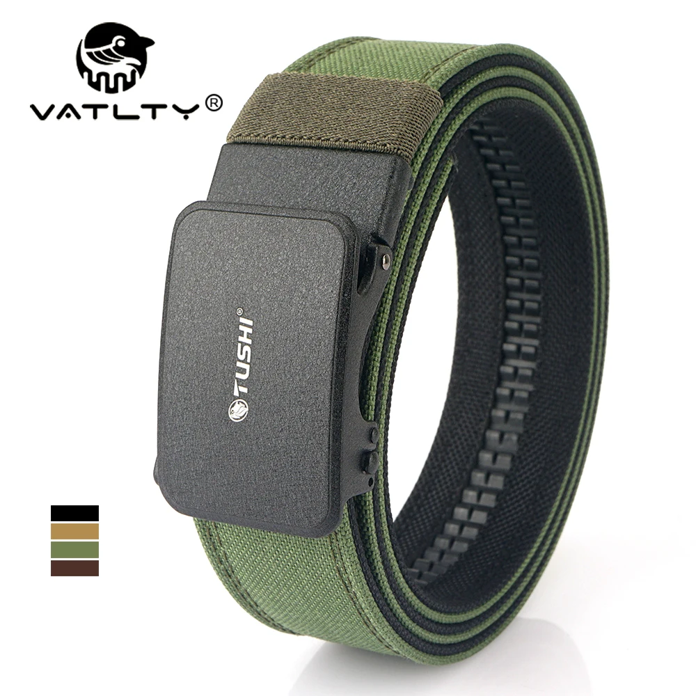 VATLTY Hard Hunting Tactical Belt Matte Metal Automatic Buckle Outdoor Work Belt for Men Thick Genuine Nylon Casual Belt Male