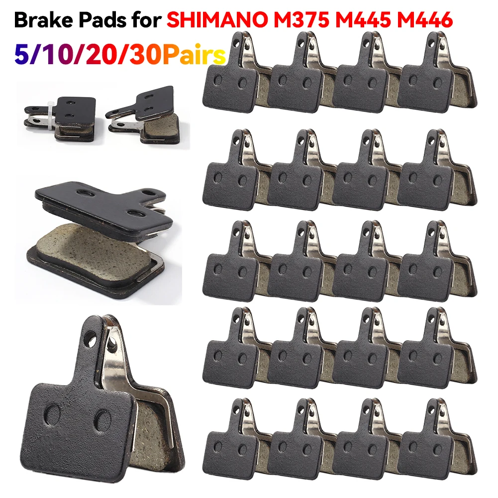 5/10/15/20/25/30 pares mtb mountain bike pastilhas de freio a disco para shimano m375 m445 m446 resina semi-metálica ciclismo peça de pastilha de freio