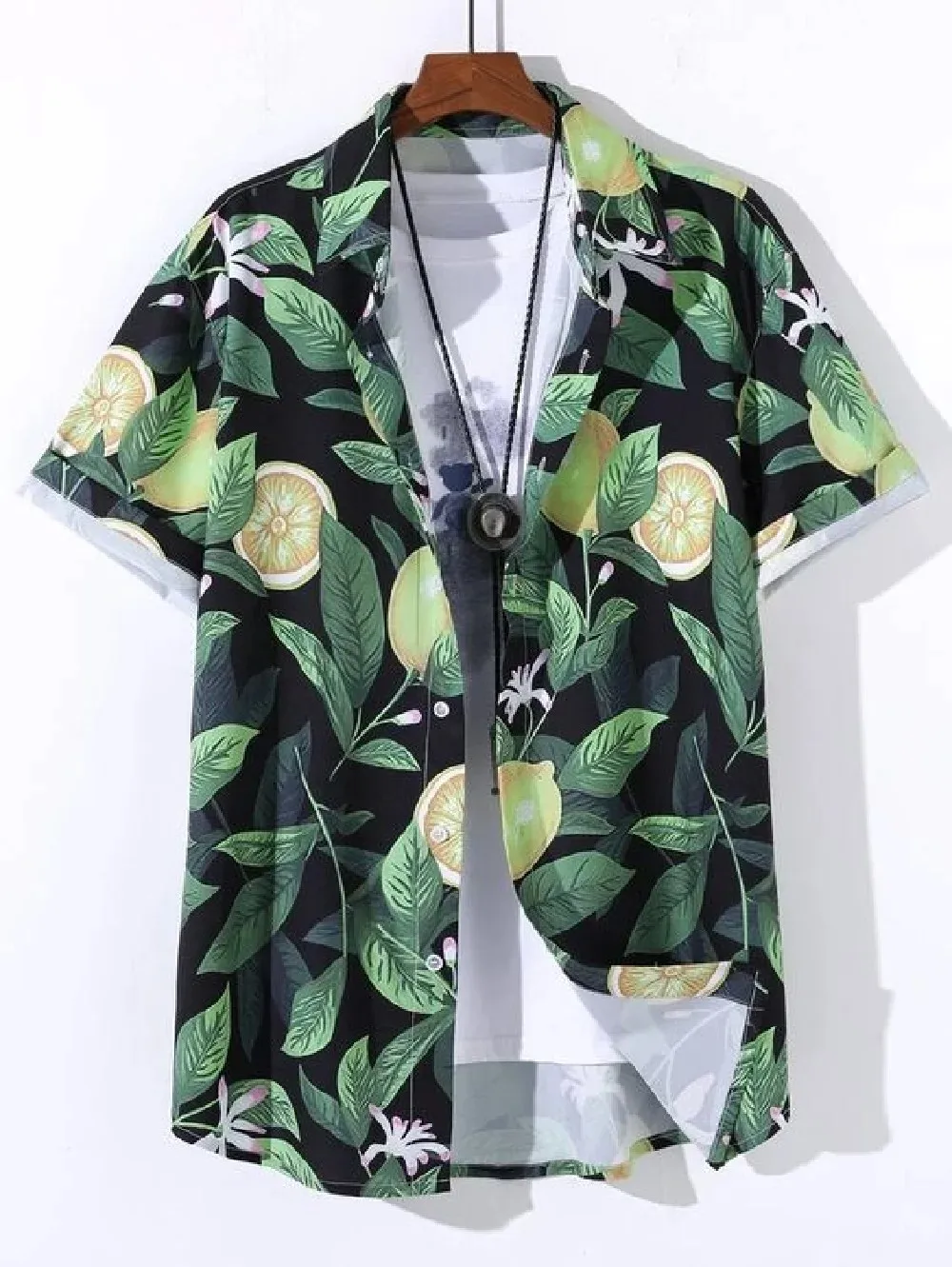 Chemise de plage hawaïenne pour enfants, à manches courtes, avec motif imprimé de plantes, pour garçons, décontractée, à revers, à la mode