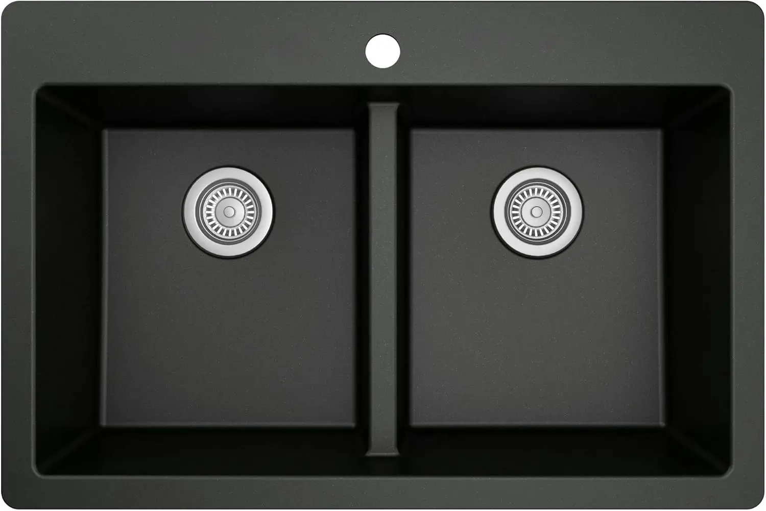 

Karran QT-810 33" Top Mount Double Equal Bowl Quartz Kitchen Sink in Black