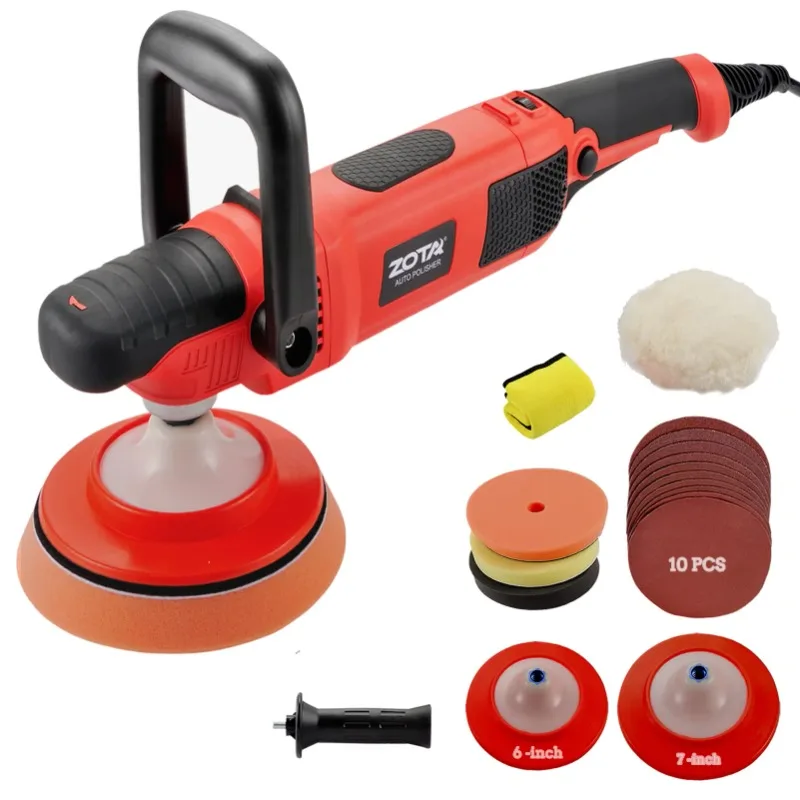 

100V-240v ZOTA customizable rotary polisher, 1200W dual torque 6-inch/7-inch car polisher, 6-speed 1100-3050rpm