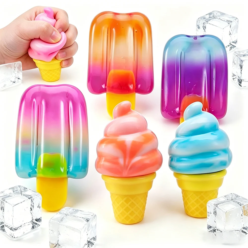 Ice Cream & Popsicle Squishy Toys Slow Rising Stress Relief Sensory Squeeze Fidget Toy For Anxiety ADHD Focus Party Favors