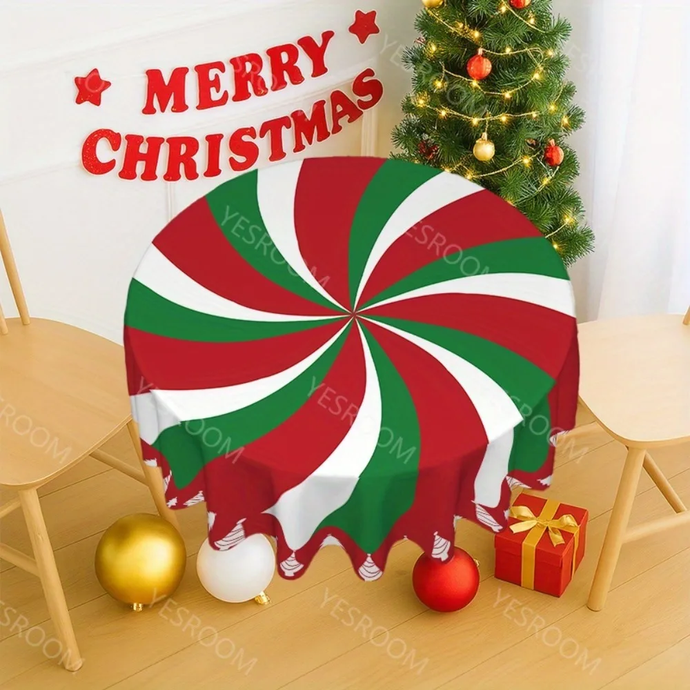 Mint swirl Christmas round tablecloth, Christmas home decoration, seasonal decorations, holiday patterns, wedding  decorations