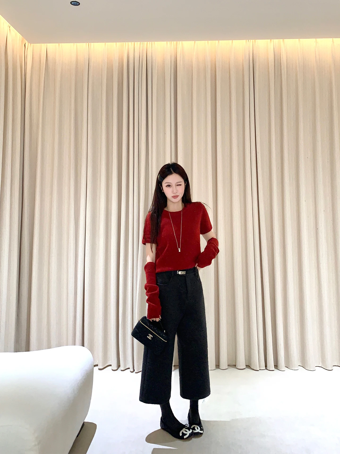 

Широкие брюки YANUOYU, восьмипятиметровые шерстяные брюки, облегающие, с высокой талией, повседневные, женские, модные, осенне-зимняя одежда