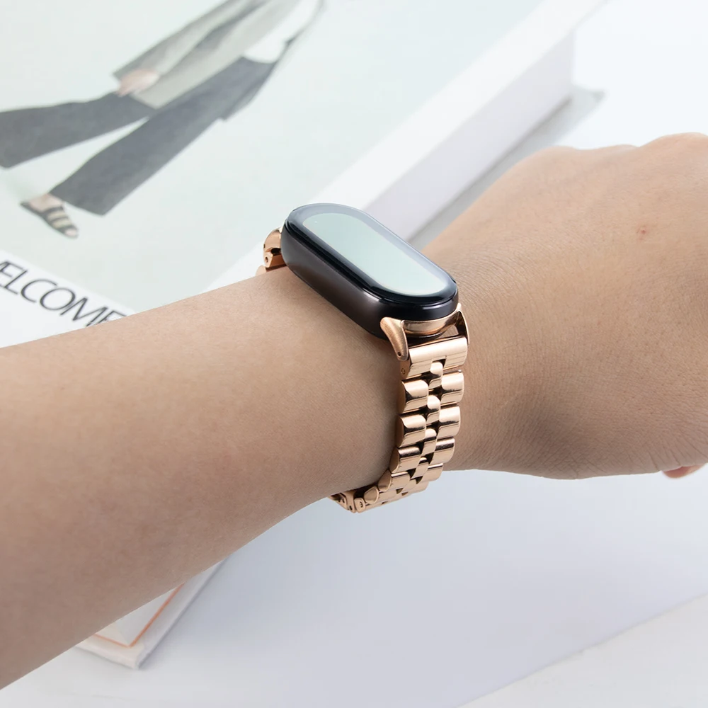 Pasek ze stali nierdzewnej do Xiaomi Mi Band 10 Metalowa składana klamra Wymienna bransoletka do Mi Band 9/8 Akcesoria do pasków do zegarków