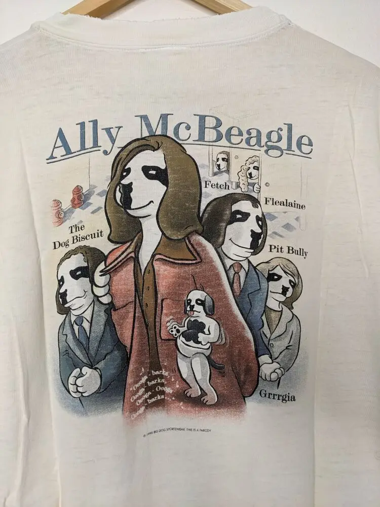 Vintage Big Dogs Ally McBeagle Parody Shirt Adult XXL White 1998 1990s Rare