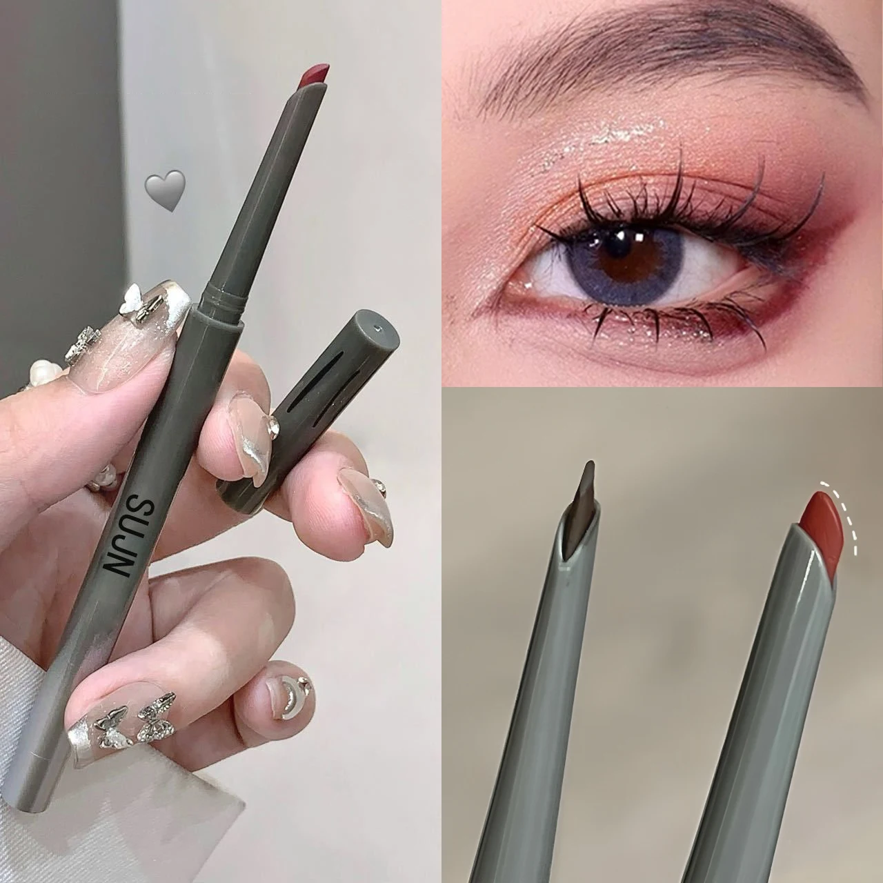 Gebogener Eyeliner-Gel-Stift, seidig, matt, schwarz, rot, wasserfest, langlebig, glatt, leicht zu färben, für Augen-Make-up, Kosmetik – Detail 3